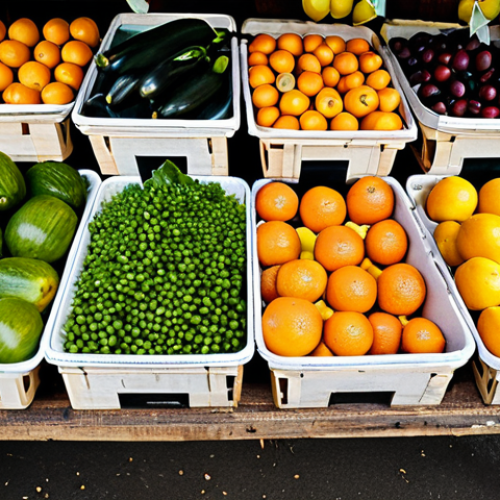 Home 7 A professional, high-resolution photograph capturing an abundant and vibrant display of fresh, locally sourced, and seasonal fruits and vegetables. The produce is artfully arranged on a rustic wooden market stall, showcasing a variety of colors, textures, and natural forms. Soft, diffused natural light illuminates the scene, emphasizing the freshness and quality of the unprocessed foods. The atmosphere is clean, inviting, and reflective of a thriving local farmer's market.
**Safe for work, appropriate content, fully clothed, modest, professional photography, perfect anatomy, correct proportions, natural pose, well-formed hands, proper finger count, natural body proportions, high quality, detailed.**