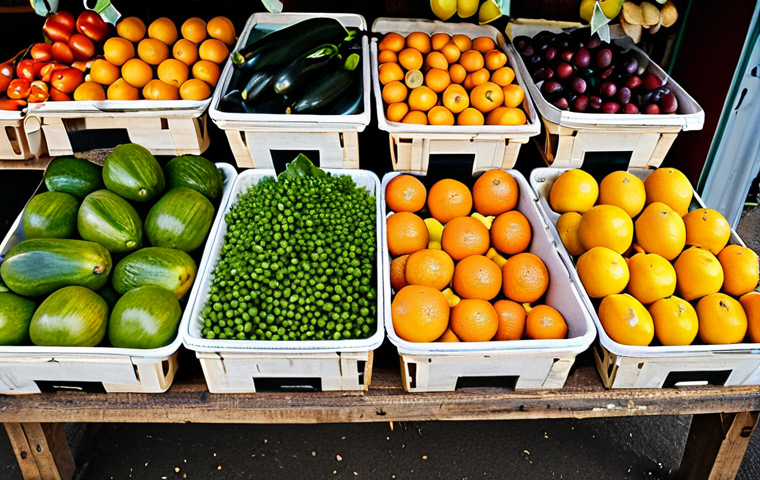 A professional, high-resolution photograph capturing an abundant and vibrant display of fresh, locally sourced, and seasonal fruits and vegetables. The produce is artfully arranged on a rustic wooden market stall, showcasing a variety of colors, textures, and natural forms. Soft, diffused natural light illuminates the scene, emphasizing the freshness and quality of the unprocessed foods. The atmosphere is clean, inviting, and reflective of a thriving local farmer's market.
**Safe for work, appropriate content, fully clothed, modest, professional photography, perfect anatomy, correct proportions, natural pose, well-formed hands, proper finger count, natural body proportions, high quality, detailed.**