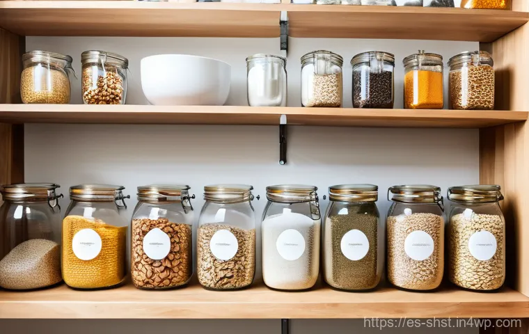 친환경 조리법을 위한 주방 정리 노하우 - Image Prompt 1: The Organized, Zero-Waste Pantry**