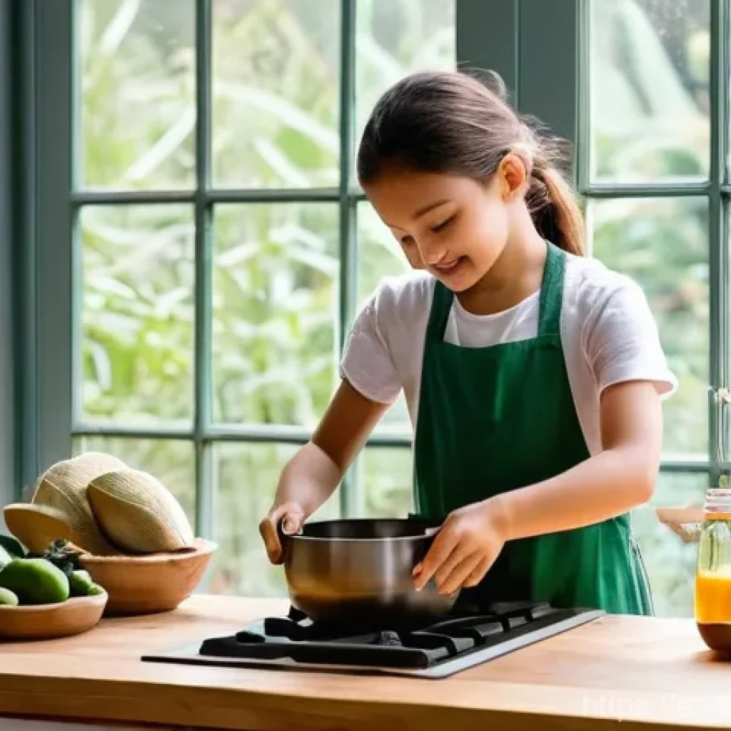 쌀과 곡물을 활용한 친환경 요리법 - **Ancestral Grains and a Sustainable Kitchen:**
    A vibrant, sun-drenched kitchen, adorned with ru...