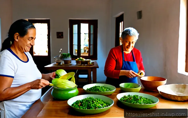 Home 17 친환경 조리법의 사회적 영향 - Photorealistic community cooking workshop in a sunlit Spanish Mediterranean neighborhood center, div...